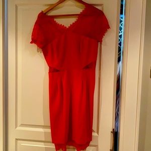 chinese dress ladies Lace & Jersey Gown Cabernet / 2